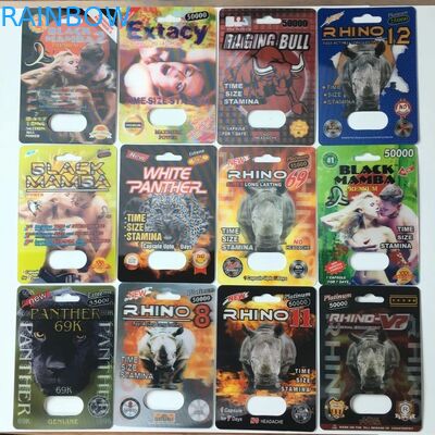 Бейте ход/носорога молотком 13 большой винной бутылки капсулы усиливающего агента бумажных коробки таблеток упаковывая карты мужских бумажных