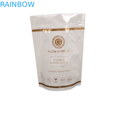 Белое лоснистое тело финиша Скруб 150 микронов стоит вверх мешок молнии