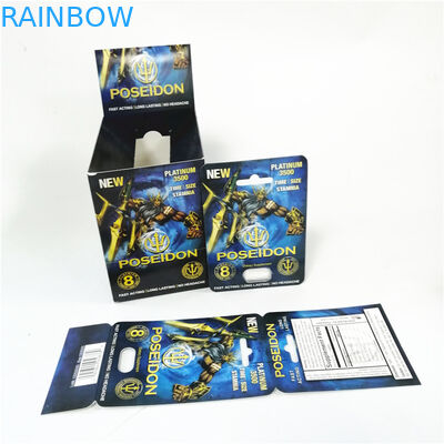 Таможня дисплея напечатала представления усиливающих агентов бумажных карт коробку карты Poseidon мужского сексуального красную