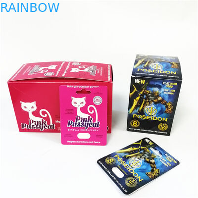 Розовая карта коробки бумаги Pussycat выбивая горячие штемпелюя карты коробок дисплея чувственного волдыря повышения упаковывая