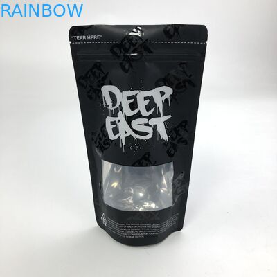 Изготовленная на заказ напечатанная алюминиевая фольга 250g 1kg 12oz Matt черная со стойкой Ziplock вверх по мешку с ясной сумкой окна