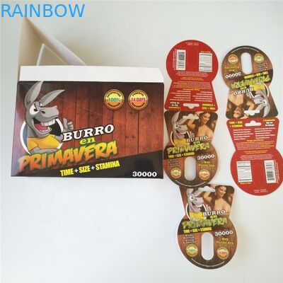 Сексуальные таблетки повышения упаковывая карты волдыря Макс 150K 3D носорога с бумажной коробкой для капсулы секса порошка