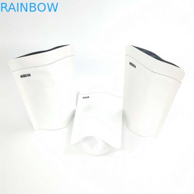 Таможня OEM размера логотипа 1/8 OZ алюминиевая фольга белого Resealable 120 Kraft микронов стойки бумаги вверх по упаковывая мешкам