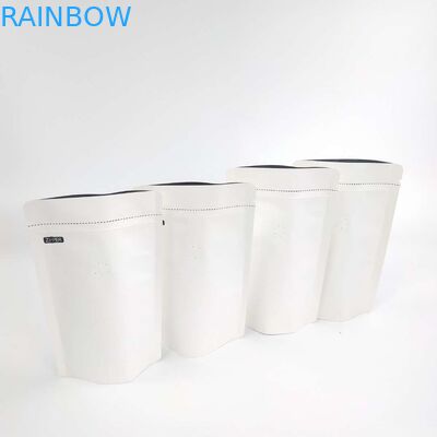 Таможня OEM размера логотипа 1/8 OZ алюминиевая фольга белого Resealable 120 Kraft микронов стойки бумаги вверх по упаковывая мешкам