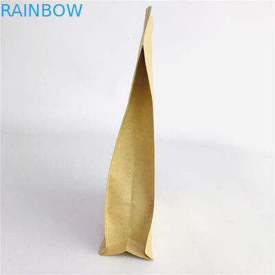 Изготовленные на заказ принятые сумки бумаги загерметизированного Брауна Kraft квадрацикла Biodegradable с молнией