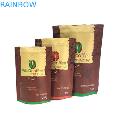 стойка финиша 250g 500g 1kg штейновой выровнянная фольгой вверх по сумке молнии упаковывая для упаковки кофе