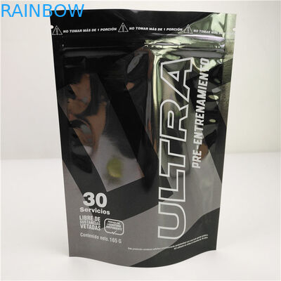 Логотип Mylar лоснистой черной алюминиевой фольги пластиковый стоя подгонянный мешком