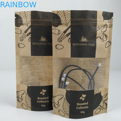 Ziplock Брауна Kraft стойки закуски водоустойчивый вверх прокатанный бумажный кладет в мешки с окном