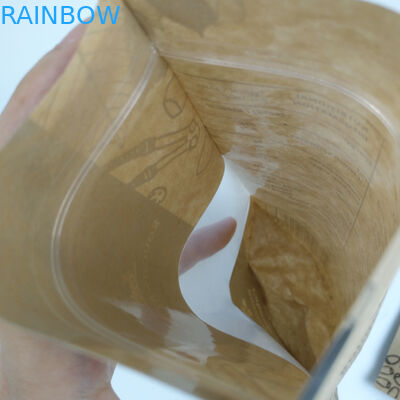 Ziplock Брауна Kraft стойки закуски водоустойчивый вверх прокатанный бумажный кладет в мешки с окном