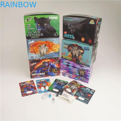 таблетки 90mic завертывают волдырь в бумагу капсулы носорога 7 карты карт 3D пластиковый голографический