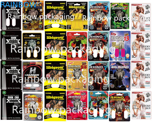 карты носорога волдыря 3D упаковывая для носорога 10K/100K/69 таблеток кота Pussy пинка бумажной коробки таблеток