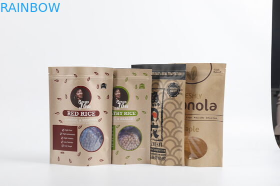 Изготовленный на заказ Biodegradable мешок молнии PLA Kraft бумажный стоит вверх упаковка еды чая