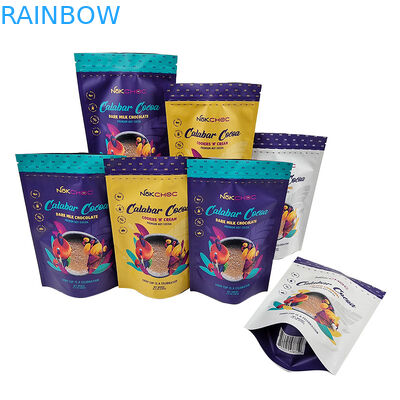 Подгонянная съестная упаковка стоит вверх по сумке мешка с доказательством запаха молнии