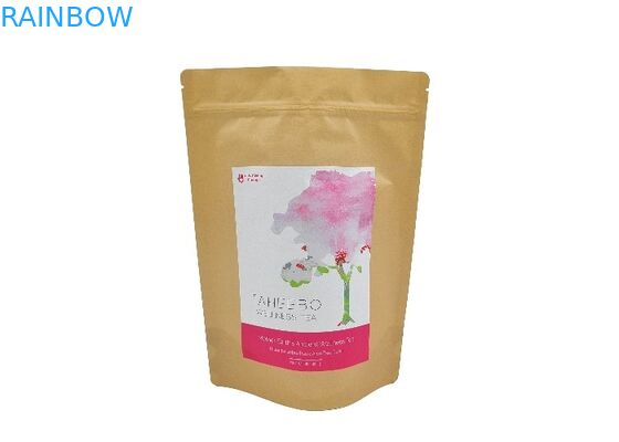 Biodegradable стойка вверх по сумкам кофе бумаги Kraft нестандартной конструкции мешков упаковывая