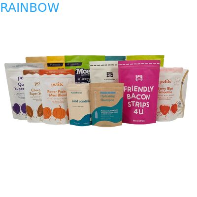 Напечатанный логотип на заказ Биоразлагаемый 100% Пакетная упаковка многоразовое использование Стоящие пластиковые пакеты Doypack с Ziplock