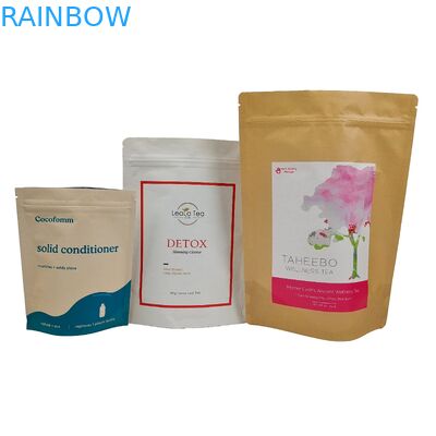 Биоразлагаемая сумка для игрушек перерабатываемая на заказ Поднимающийся мешок с замком на решетке Бумажные пакеты Kraft