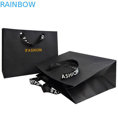 Настраиваемый брендовый логотип роскошная черная бумага одежда упаковка подарки торговая сумка бумажная упаковка