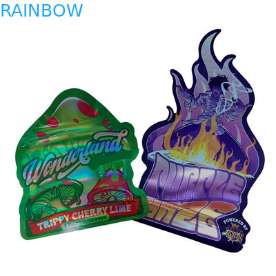 Специально напечатанный матовый мягкий пакет для прикосновения 3,5 г. Mylar Bags Digital Printed Holographic Die Cut Mylar ZiplockBag