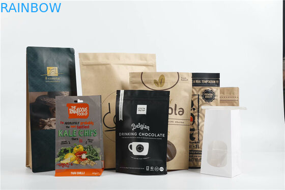 Напечатанные пакеты из бумажной бумаги для упаковки из крафт-бутылок с плоским дном