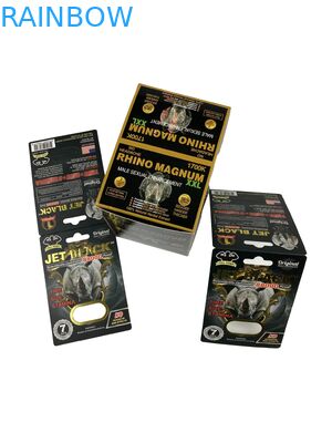 Горячая продажа Приобретенные таблетки для улучшения качества упаковка Бумажная карточка Носорог Таблетка Таблетка Печатная бумажная карточка с пузырьком