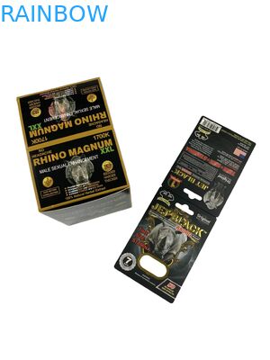 Горячая продажа Приобретенные таблетки для улучшения качества упаковка Бумажная карточка Носорог Таблетка Таблетка Печатная бумажная карточка с пузырьком