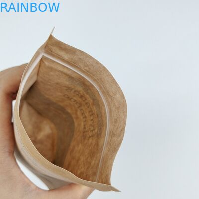 Doypack Ziplock Brown White Kraft Craft Paper Standing Up Pouches Продовольственная упаковка Запахоустойчивые рюкзаки с резьбой