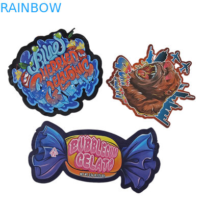 Дигитальная печатная упаковка на заказ Нерегулярный 3,5 граммовый пакет специальной формы пищевой пластиковой упаковки Ziplock Mylar Bags