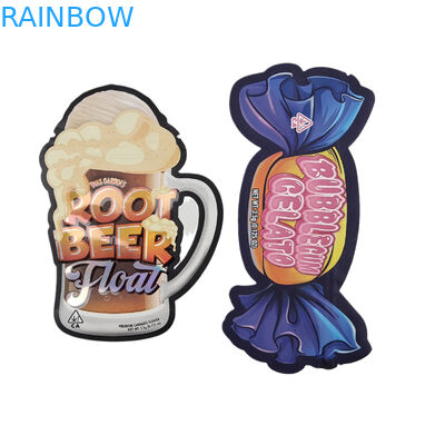 Дигитальная печатная упаковка на заказ Нерегулярный 3,5 граммовый пакет специальной формы пищевой пластиковой упаковки Ziplock Mylar Bags