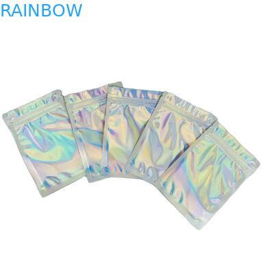 Настраиваемый логотип Zip Lock Bags Flat Holographic Film Mini Mylar Трехсторонняя печать