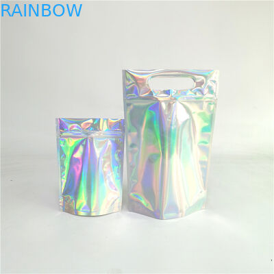 Настраиваемый логотип Zip Lock Bags Flat Holographic Film Mini Mylar Трехсторонняя печать