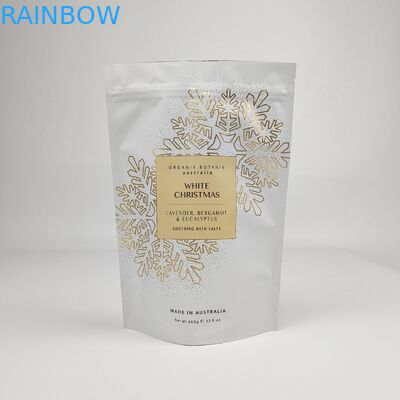 Мягкий касание стоять вверх мешок на заказ напечатанный цип пища конфеты скреб для тела упаковка пластик ванной соль мешок