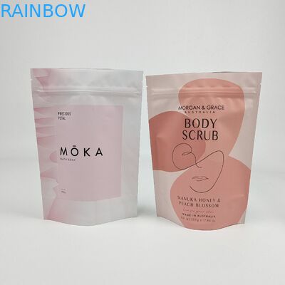 Высококачественный скраб для тела Печатные упаковочные пакеты Пластиковая алюминиевая фольга Заказный молниеносный салфетка Подъемные пакеты для ванной соли