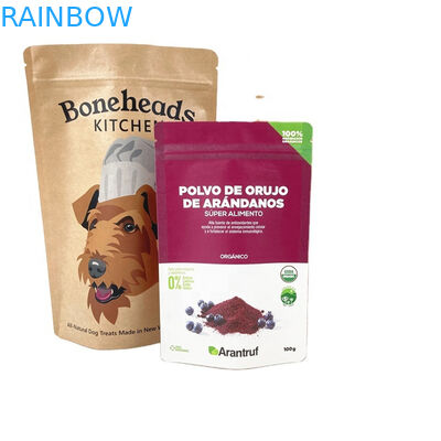 OEM Custom Logo Биоразлагаемые Kraft бумажные пакеты для печенья Торт орехи Съедобные продукты порошок Пища для домашних животных Запахопроницаемая сумка с окном