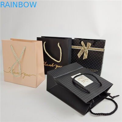 Высококачественный цифровой печатный логотип печатный бумажный пакет для покупок Белый 110 грамм многоразовый