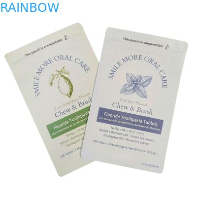 Биоразлагаемая бумажная сумка из крафт-бумаги, белая стойка, полиэтиленовая упаковка для пищи для домашних животных, компостируемая