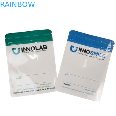 Индивидуальный пакет на молнии с логотипом для стоматологических элайнеров с термосваркой и прозрачной майларовой пленкой с одной стороны