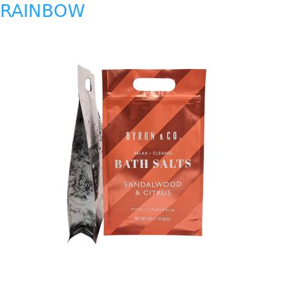  Eco-Friendly Ziplock Bag with Handle Flat Bottom Pouch Zipper for Bath Salt Body Scrub Shampoo Packaging Plastic Bags