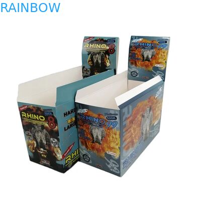 Оптовая продажа заказных капсул для улучшения потенции Rhino 100k 150k 200k, лекарство, 3D-упаковочная карта с бумажной демонстрационной коробкой