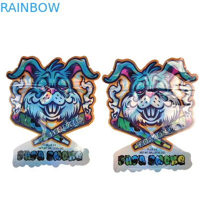 Экзотические высеченные майларовые пакеты 3,5 г 1 фунт пищевого класса Голографические конфеты с запахом Защита от детей Специальная форма Майларовый пакет с застежкой-молнией