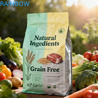 Индивидуальные биоразлагаемые пакеты для корма для животных из майлара с боковой складкой, для корма для собак и кошек, пакеты с молнией и клапаном