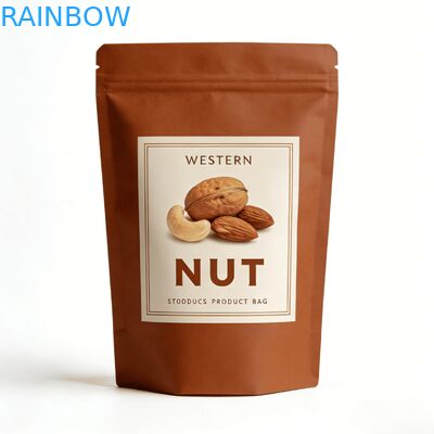 Настройка цифровой печати Kraft Paper Тепловая печать Стоящий пакет с окном для пищи и закусок для домашних животных