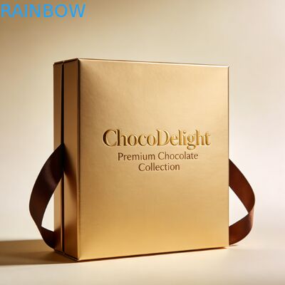 Подарочная коробка для свадьбы с золотым тиснением и прозрачным окном для сладостей и шоколада