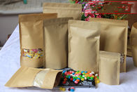 Стоьте вверх изготовленные на заказ мешки Kraft бумажные с окном и застежкой -молнией для конфеты