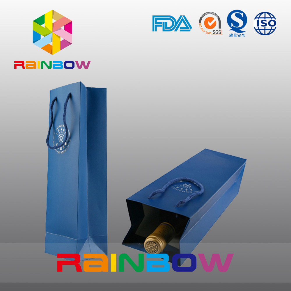 Бутылка вина подгоняла бумажные мешки/таможню напечатанный мешок Kraft бумажный с печатанием логоса