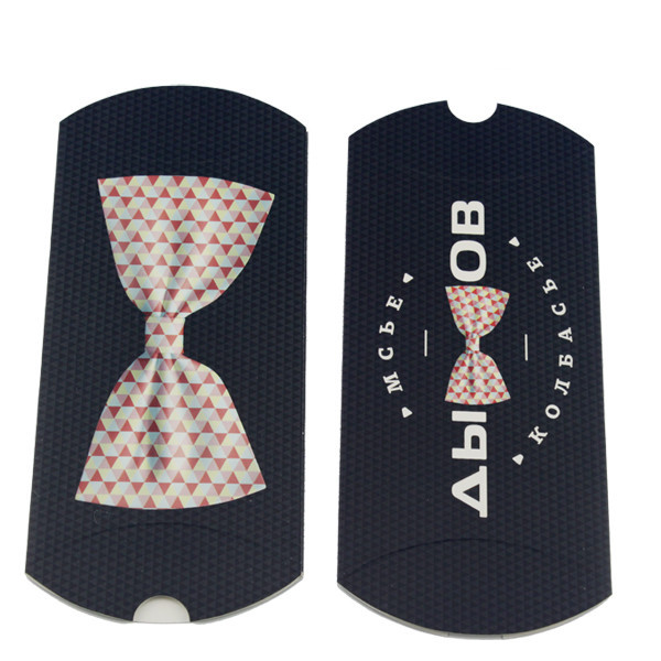 Коробка черного выдвижения белых волос бумажная с подгонянными размером и логосом в форме подушки