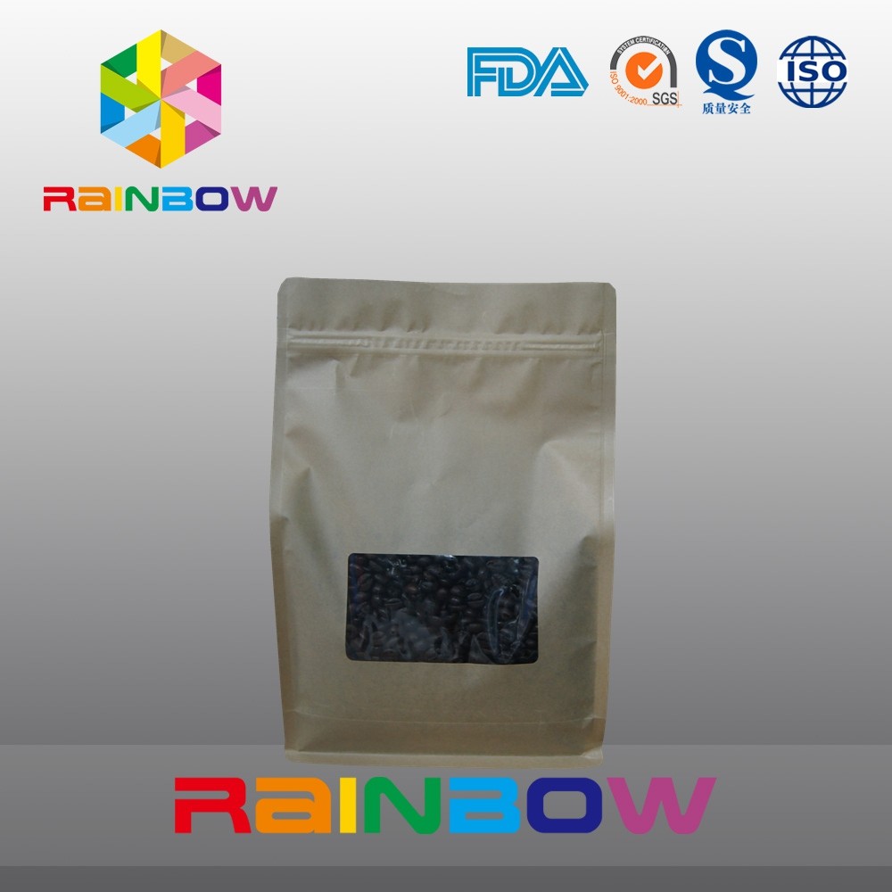 Мешок кофе уплотнения бумаги Kraft 8 бортовой, нижний gusset кладет зажаренный в духовке упаковывать в мешки кофейного зерна