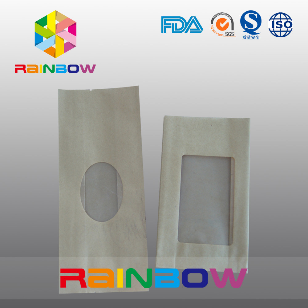 Мешок Kraft Gusset бумажный для конфеты/сухого качества еды упаковывая с ясным окном