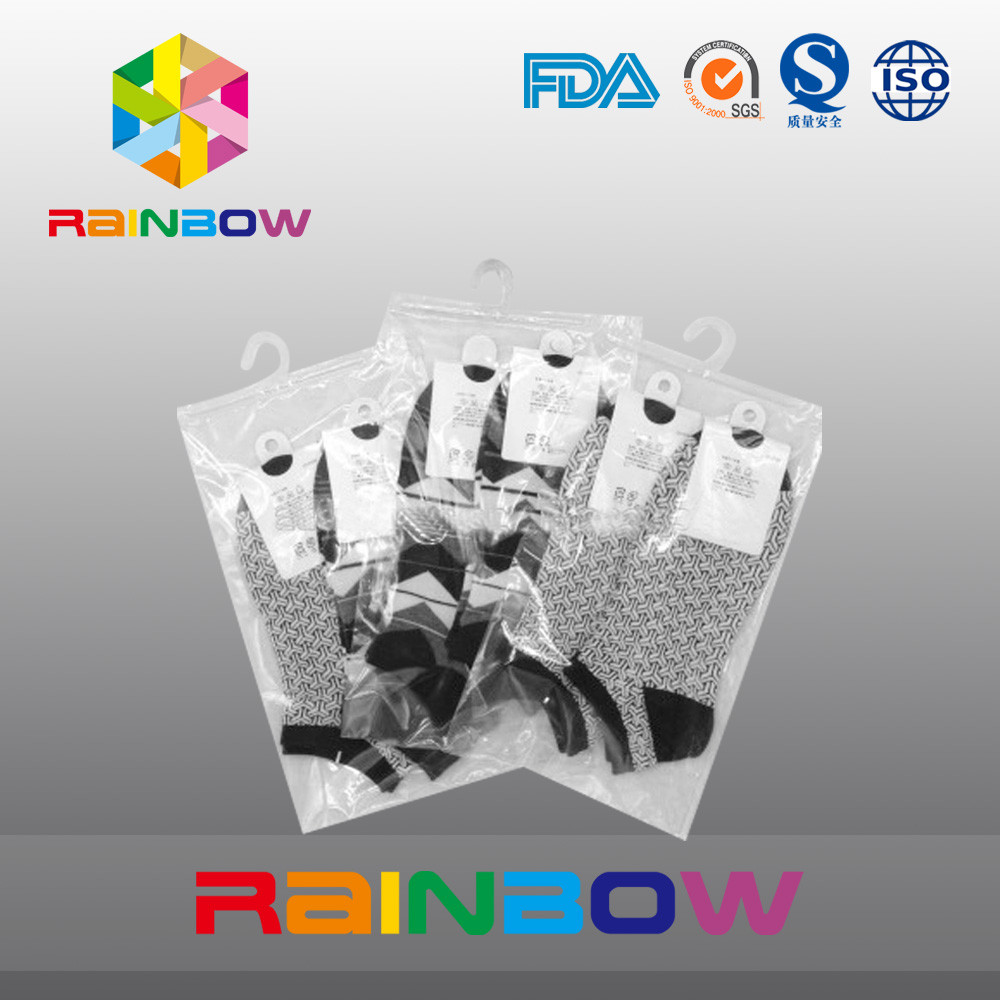 Подгоняйте мешок ясности печати логоса пластичный Ziplock/вися мешок крюка с застежкой -молнией