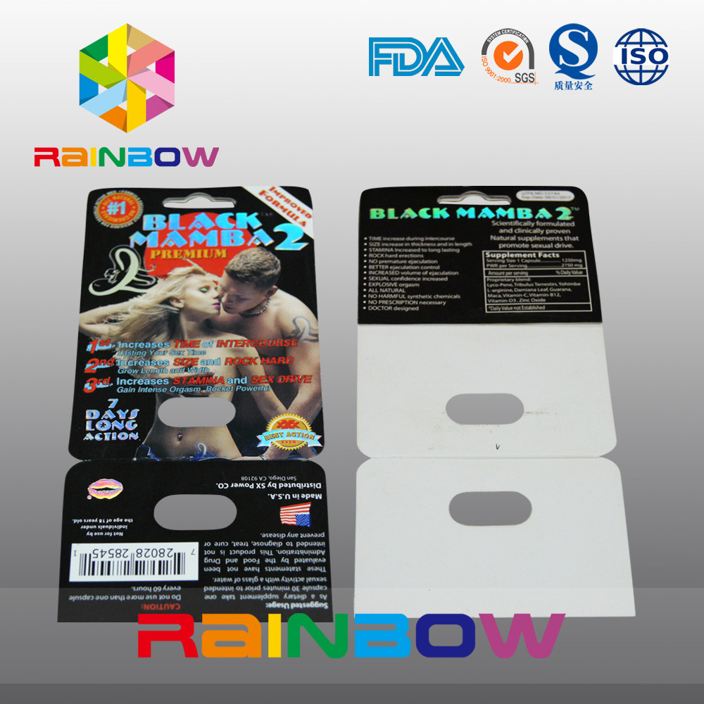 Подгонянная карточка бумажной карточки волдыря упаковывая бумажная для сексуальных пилюлек