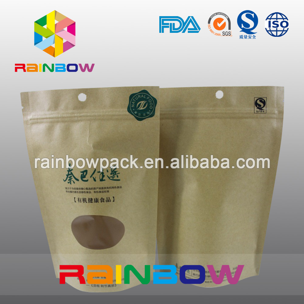 Recyclable бумага Doypack 2oz Kraft стоит вверх мешки кофе с окном